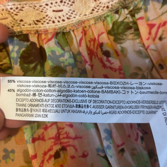 Zara peasant warm colours floral ruffles and lace low wasted mini dress NWT - Picture 8 of 11